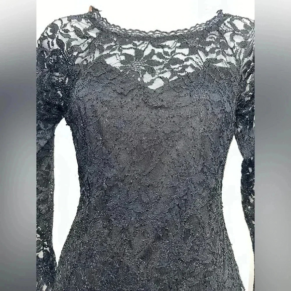 Little black dress soft lace dress  long sleeve dress formal dress prom dress - Picture 3 of 3